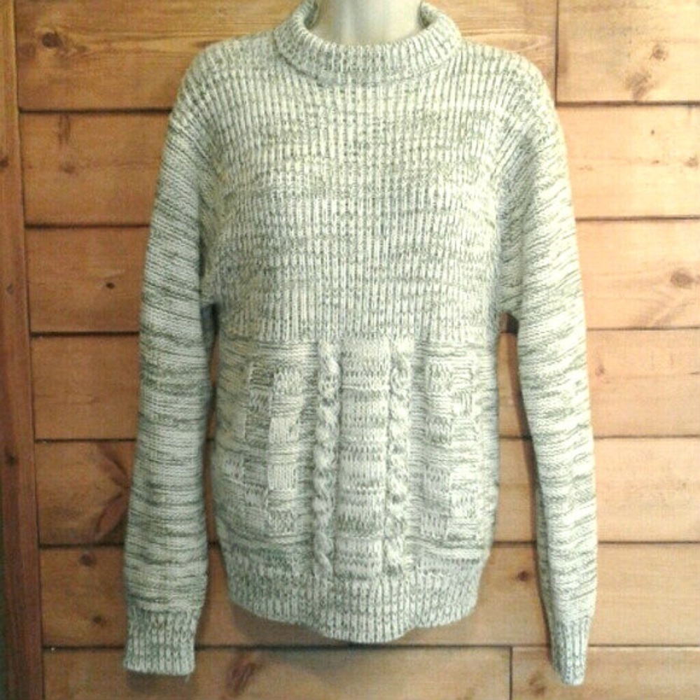 Sigallo | Marled Green & White Knit Sweater Size L